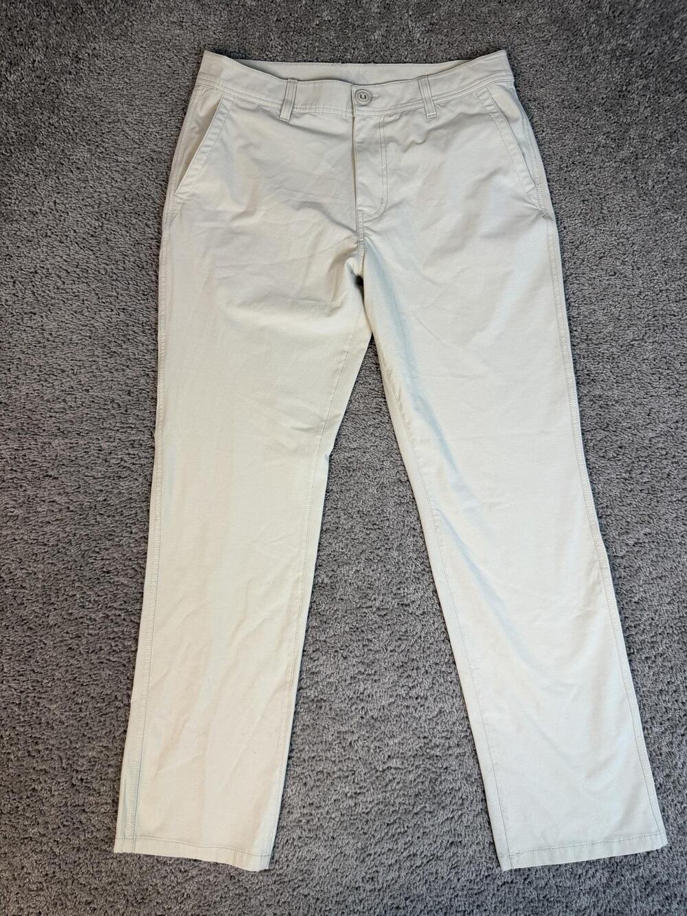 Huk Pants Mens 32x30 Beige Chino Straight Stretch Microfiber Pockets Flat Front